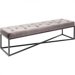 Kare Design Bancs Banc 2 Places Velours Gris Et Acier Noir -Bancs Soldes banc 2 places velours gris et acier noir 2