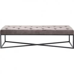 Kare Design Bancs Banc 2 Places Velours Gris Et Acier Noir