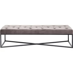Kare Design Bancs Banc 2 Places Velours Rose Et Acier Doré -Bancs Soldes banc 2 places velours gris et acier noir 6