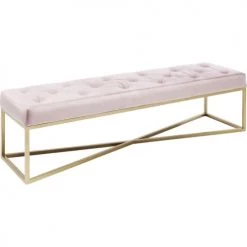 Kare Design Bancs Banc 2 Places Velours Rose Et Acier Doré -Bancs Soldes banc 2 places velours rose et acier dore 2