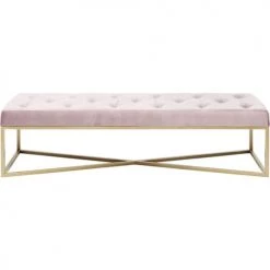 Kare Design Bancs Banc 2 Places Velours Rose Et Acier Doré