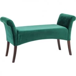 Kare Design Bancs Banc 2 Places Velours Vert Et Hêtre Massif -Bancs Soldes banc 2 places velours vert et hetre massif 1