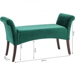 Kare Design Bancs Banc 2 Places Velours Vert Et Hêtre Massif -Bancs Soldes banc 2 places velours vert et hetre massif 2