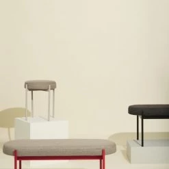 Hubsch Bancs Banc 3 Places En Tissu Gris -Bancs Soldes banc 3 places en tissu gris 2