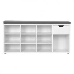 Calicosy Bancs Banc à Chaussures Blanc Avec 1 Tiroir Et 10 Cases Ouvertes - L104 Cm