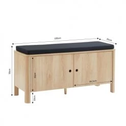 Baita Bancs Banc à Chaussures Effet Chêne Et Gris 100cm Bois Et Gris -Bancs Soldes banc a chaussures effet chene et gris 100cm bois et gris 4