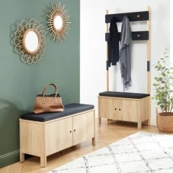 Baita Bancs Banc à Chaussures Effet Chêne Et Gris 100cm Bois Et Gris -Bancs Soldes banc a chaussures effet chene et gris 100cm bois et gris 5