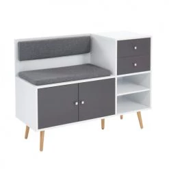 Baita Bancs Banc à Chaussures Gris Et Blanc 2 Niches Et 2 Tiroirs 10 Baita Bancs Banc à Chaussures Gris Et Blanc 2 Niches Et 2 Tiroirs -Bancs Soldes banc a chaussures gris et blanc 2 niches et 2 tiroirs 2