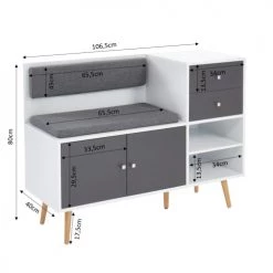 Baita Bancs Banc à Chaussures Gris Et Blanc 2 Niches Et 2 Tiroirs 12 Baita Bancs Banc à Chaussures Gris Et Blanc 2 Niches Et 2 Tiroirs -Bancs Soldes banc a chaussures gris et blanc 2 niches et 2 tiroirs 4