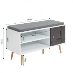 Baita Bancs Banc à Chaussures Gris Et Blanc 95cm -Bancs Soldes banc a chaussures gris et blanc 95cm 4