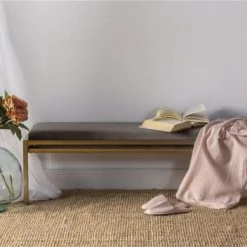 Mathi Design Bancs Banc Avec Assise En Velours Gris -Bancs Soldes banc avec assise en velours gris 2