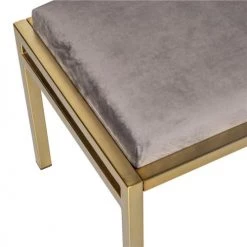 Mathi Design Bancs Banc Avec Assise En Velours Gris -Bancs Soldes banc avec assise en velours gris 3