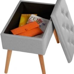 Tectake Bancs Banc Avec Coffre De Rangement Aspect Lin RANYA Effet Gris Clair -Bancs Soldes banc avec coffre de rangement aspect lin ranya effet gris clair 2