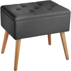 Tectake Bancs Banc Avec Coffre De Rangement Aspect Lin RANYA Effet Gris Foncé -Bancs Soldes banc avec coffre de rangement aspect lin ranya effet gris fonce 1