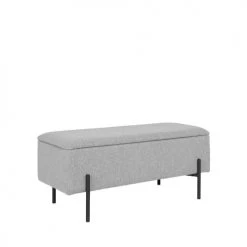 House Nordic Bancs Banc Avec Coffre De Rangement En Tissu Et Métal Gris Clair -Bancs Soldes banc avec coffre de rangement en tissu et metal gris clair 2