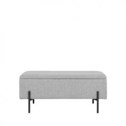 House Nordic Bancs Banc Avec Coffre De Rangement En Tissu Et Métal Gris Clair