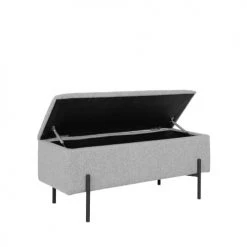 House Nordic Bancs Banc Avec Coffre De Rangement En Tissu Et Métal Gris Clair -Bancs Soldes banc avec coffre de rangement en tissu et metal gris clair 3