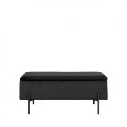 House Nordic Bancs Banc Avec Coffre De Rangement En Velours Et Métal Noir