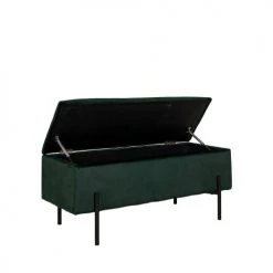 House Nordic Bancs Banc Avec Coffre De Rangement En Velours Et Métal Vert Forêt -Bancs Soldes banc avec coffre de rangement en velours et metal vert foret 3