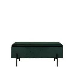 House Nordic Bancs Banc Avec Coffre De Rangement En Velours Et Métal Noir -Bancs Soldes banc avec coffre de rangement en velours et metal vert foret 5