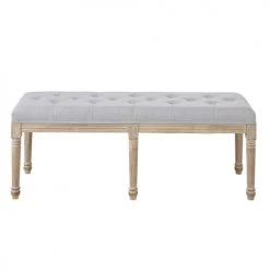 Maisons Du Monde Bancs Banc Capitonné Gris Clair Et En Hévéa