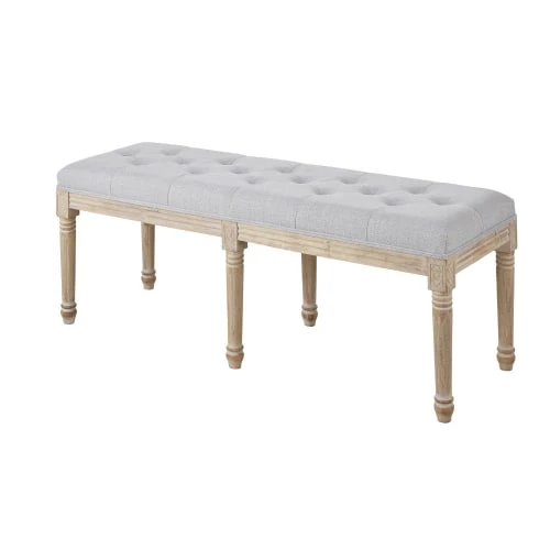 Maisons Du Monde Bancs Banc Capitonné Gris Clair Et En Hévéa 4 Maisons Du Monde Bancs Banc Capitonné Gris Clair Et En Hévéa – Image 2