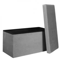 The Home Deco Factory Bancs Banc Coffre De Rangement Gris Souris -Bancs Soldes banc coffre de rangement gris souris 3