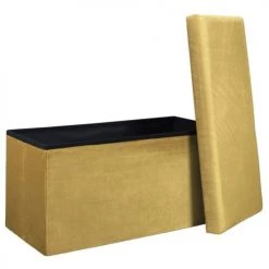 The Home Deco Factory Bancs Banc Coffre De Rangement Moutarde -Bancs Soldes banc coffre de rangement moutarde 3