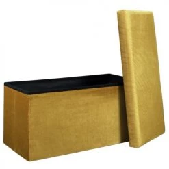 The Home Deco Factory Bancs Banc Coffre De Rangement Moutarde -Bancs Soldes banc coffre de rangement moutarde 5