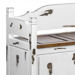 MOYCOR Bancs Banc Coffre En Bois Blanc -Bancs Soldes banc coffre en bois blanc 1