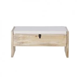 Maisons Du Monde Bancs Banc Coffre En Lin Beige Et Bois De Manguier