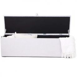 Homifab Bancs Banc Coffre En Tissu Gris Clair 160 Cm -Bancs Soldes banc coffre en tissu gris clair 160 cm 2