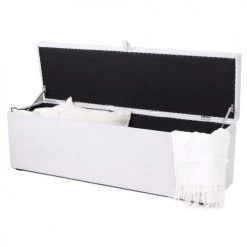 Homifab Bancs Banc Coffre En Tissu Gris Clair 160 Cm -Bancs Soldes banc coffre en tissu gris clair 160 cm 3