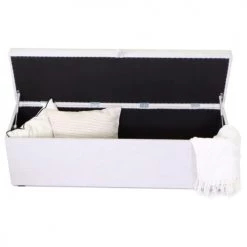 Homifab Bancs Banc Coffre En Tissu Gris Clair 160 Cm -Bancs Soldes banc coffre en tissu gris clair 160 cm 4