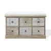 Mobili Rebecca Bancs Banc Coffre Majolique Avec 6 Tiroirs En Bois Blanc Et Marron -Bancs Soldes banc coffre majolique avec 6 tiroirs en bois blanc et marron