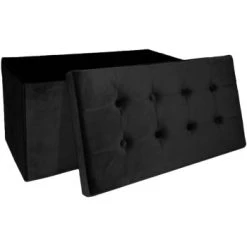 Jardindeco Bancs Banc Coffre Pliable 8 Boutons Gris -Bancs Soldes banc coffre pliable 8 boutons noir