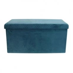 The Home Deco Factory Bancs Banc Coffre Pliable Bleu -Bancs Soldes banc coffre pliable bleu 2
