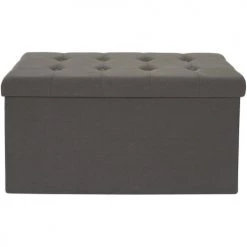The Home Deco Factory Bancs Banc Coffre Pliable Eleonor Gris -Bancs Soldes banc coffre pliable eleonor gris 1