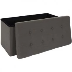 The Home Deco Factory Bancs Banc Coffre Pliable Eleonor Gris -Bancs Soldes banc coffre pliable eleonor gris 2