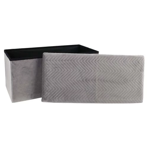 The Home Deco Factory Bancs Banc Coffre Pliable Zig Zag Gris 5 The Home Deco Factory Bancs Banc Coffre Pliable Zig Zag Gris – Image 3