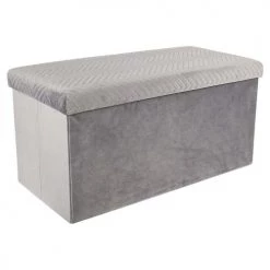 The Home Deco Factory Bancs Banc Coffre Pliable Zig Zag Gris