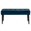 Meubles & Design Bancs Banc Contemporain En Velours Matelassé Et Pied En Métal Bleu -Bancs Soldes banc contemporain en velours matelasse et pied en metal bleu