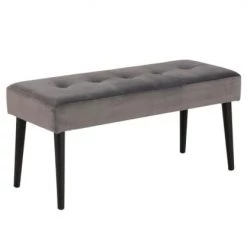 Meubles & Design Bancs Banc Contemporain En Velours Matelassé Et Pied En Métal Gris -Bancs Soldes banc contemporain en velours matelasse et pied en metal gris 2