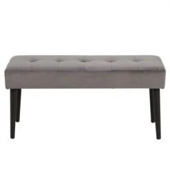 Meubles & Design Bancs Banc Contemporain En Velours Matelassé Et Pied En Métal Gris