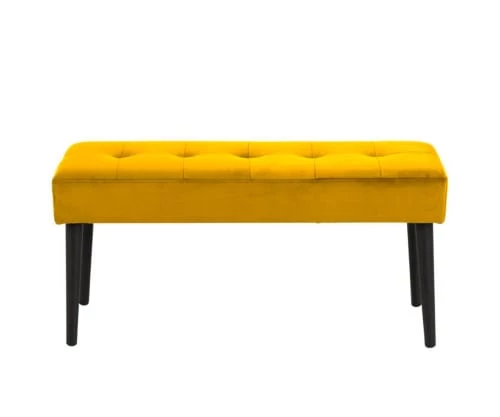 Meubles & Design Bancs Banc Contemporain En Velours Matelassé Et Pied En Métal Moutarde 3 Meubles & Design Bancs Banc Contemporain En Velours Matelassé Et Pied En Métal Moutarde