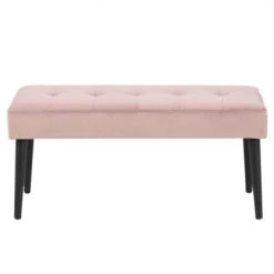 Meubles & Design Bancs Banc Contemporain En Velours Matelassé Et Pied En Métal Rose