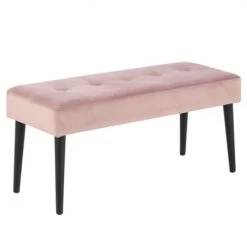 Meubles & Design Bancs Banc Contemporain En Velours Matelassé Et Pied En Métal Rose -Bancs Soldes banc contemporain en velours matelasse et pied en metal rose 3