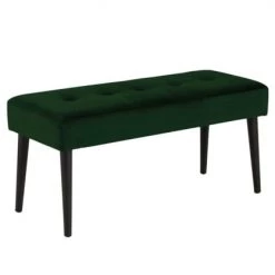 Meubles & Design Bancs Banc Contemporain En Velours Matelassé Et Pied En Métal Vert -Bancs Soldes banc contemporain en velours matelasse et pied en metal vert 4