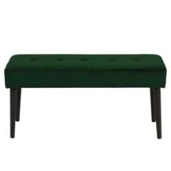 Meubles & Design Bancs Banc Contemporain En Velours Matelassé Et Pied En Métal Orange -Bancs Soldes banc contemporain en velours matelasse et pied en metal vert 7