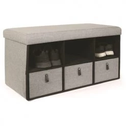 The Home Deco Factory Bancs Banc D'entrée L. 76 X H. 39 Cm Gris Clair -Bancs Soldes banc d entree l 76 x h 39 cm gris clair 2